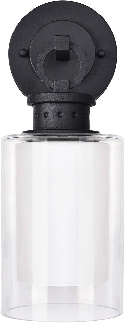 589010-BLK 1-Light Dimmable Design House Hansen Modern Contemporary Indoor/Outdoor Wall Light with Open Bottom Frosted
