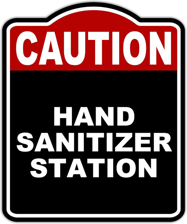 HAND SANITIZER STATION Caution Red Black Aluminum Composite Sign 15 x 18