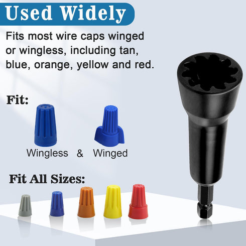 Wire Twisting Tool, Spin Twist Wire Connector Socket for Drill and Wire Connector Driver with 1/4" Chuck