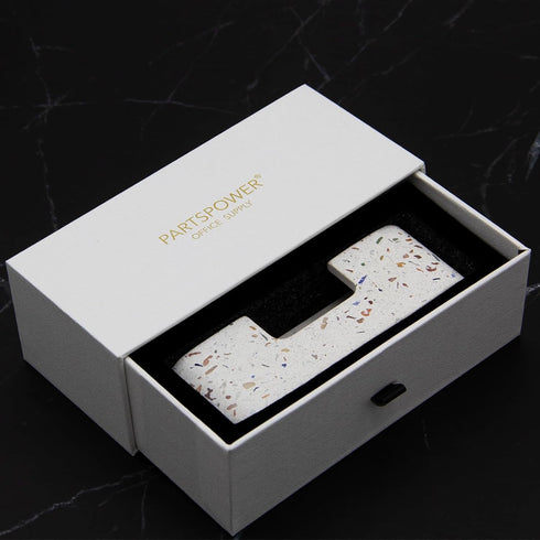 PARTSPOWER Cement Business Card Holder for Desktop, Horizontal Name Card Display Organizer, Business Gift Accessory