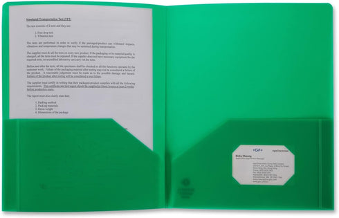 Business Source 20882 Poly Portfolio, 2 Pocket, LTR, Green, .3mil