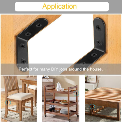 24Pcs 40x40mm 90 Black L Bracket Corner Braces Stainless Steel Small Shelf Bracket for Wood, Shelves, Wall Hanging