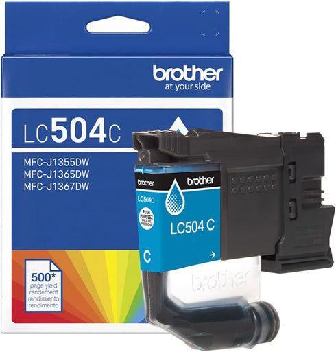 Brother Genuine LC504C Standard Yield Cyan Ink Cartridge (for use INKvestment 1355, 1365,