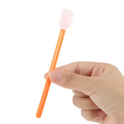 Foam Swab Sticks (100 pcs Large Rectangular Foam Tips, 5.25", Orange) Cleanroom Cleaning Swab Sponge Stick