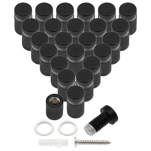 Luomorgo 24 Pcs 1/2" x 0.78" Stainless Steel Standoff Screws for Wall Sign Mounting Hardware, Black