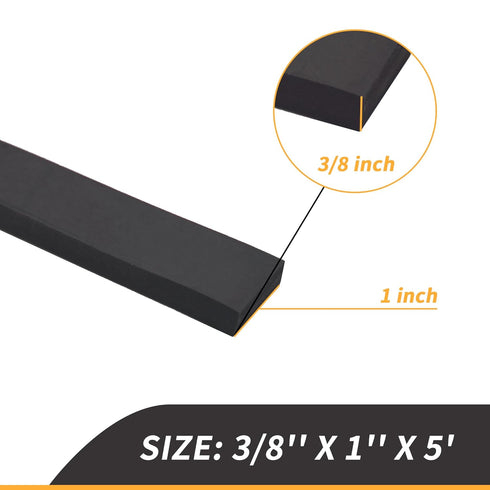 3/8 Inch Thick Neoprene Rubber Strips and Solid Rubber Rolls for DIY Gasket, Weather Stripping, Flooring (1 Inch Wide,