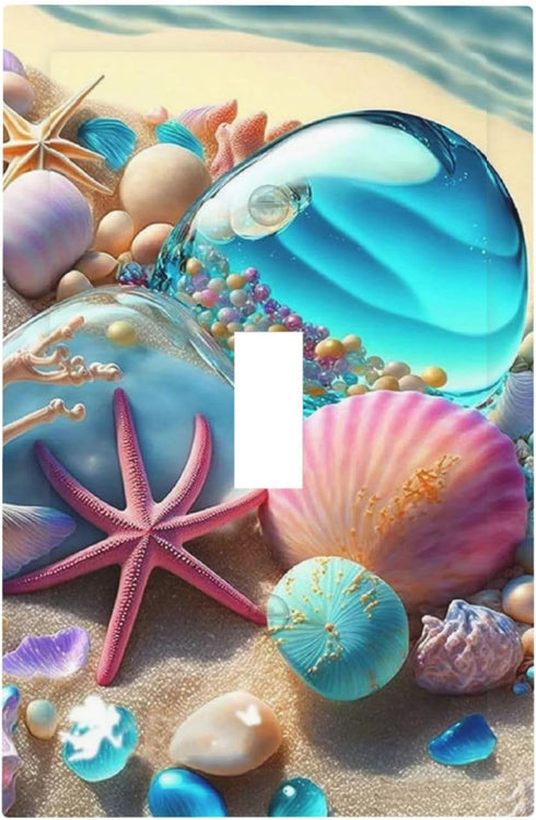 Beach Starfish Seashell Nautical Custom 1 Gang Light Switch Cover Decorative Single Toggle Wall Plate Switchcovers Electrical Switchplate Home Decor for Bathroom Living Room Bedroom Decorate by Yamxbfa