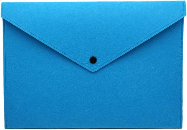 Felt File Folder, Durable Briefcase Document Bag, Paper File Folders, Portfolio Case, Blue, Handbag Button Closure