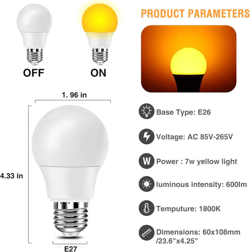 Bulbs, 9W, 60W A19, 1800K, (6) Neporal Amber Light Equivalent, Soft, Blue Light Blocking, Warm, Night Light, Dim