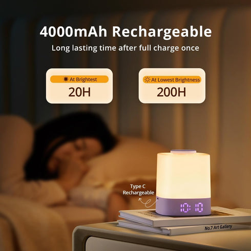 4000mAh Dimmable, 3 Lyridz LED Nursery Night Light with Clock, Portable Breastfeeding Table Lamp for Baby with Remote