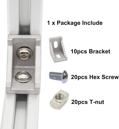 10 Sets 1.5" x 1.5" 1515 Series Aluminum Extrusion Profiles Connector, 10pcs Bracket with T Nuts