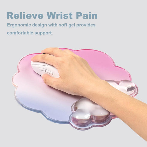 Set Gel Wrist Rest and Cloud Mouse Pad Support for Keyboard and Mouse - Ergonomic Pink Keyboard Wrist Pad for Typing