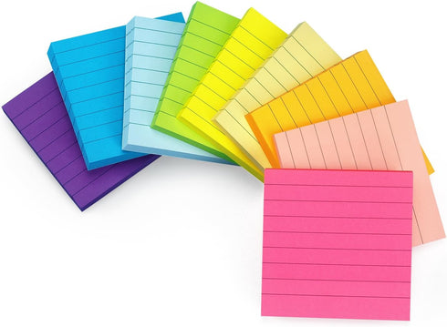 Early Buy Lined Sticky Notes, 3x3 Self-Stick Notes in 9 Bright Colors, 70 Sheets/Pad