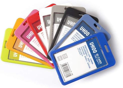 Hovico ID Badge Holder with Lanyard, Vertical Double Sided Transparent Waterproof Name Card Holder (Yellow)