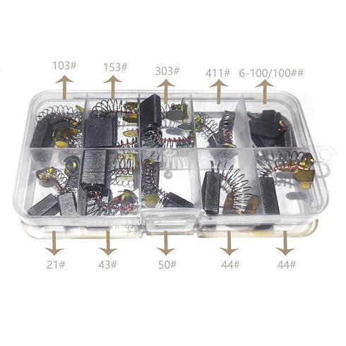 20Pcs Electric Motor Carbon Brushes, 10 Different Sizes, Replacement Parts for Carbon Brush Motors
