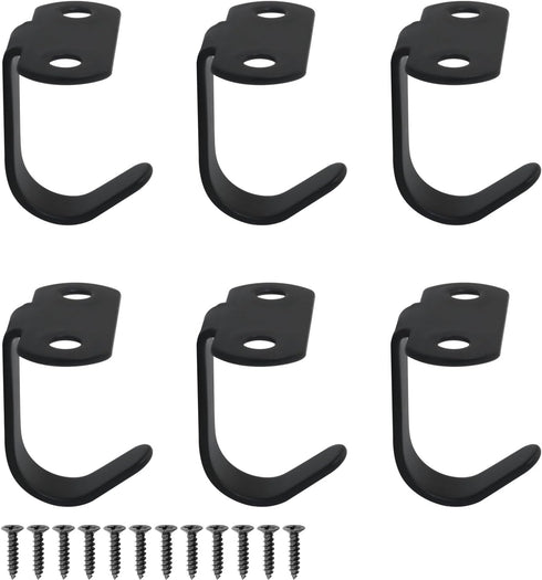 ITROLLE 6PCS Stainless Steel Ceiling Kitchen Hooks Black Universal Single Hooks 35x33mm for