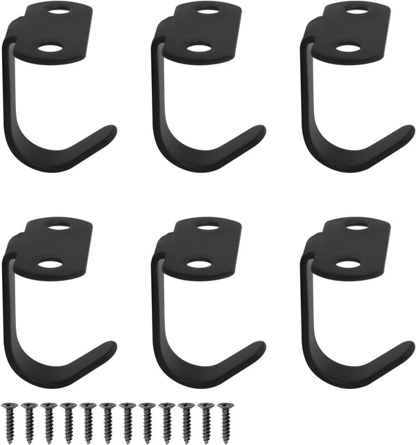 ITROLLE 6PCS Stainless Steel Ceiling Kitchen Hooks Black Universal Single Hooks 35x33mm for