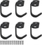 ITROLLE 6PCS Stainless Steel Ceiling Kitchen Hooks Black Universal Single Hooks 35x33mm for