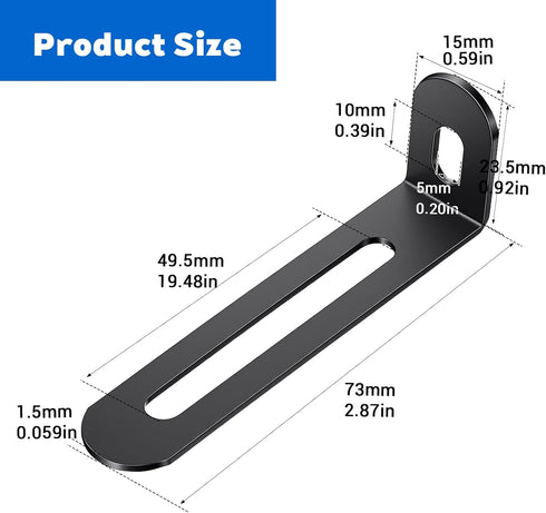 Sorcristy 8 2 90 2.76" 0.59" Adjustable Right Angle Brackets Pcs Metal L Bracket Black L-Shape Shelf Bracket with Slots