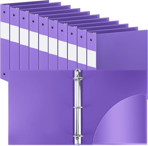 Henoyso 12 Pcs 1.5 Inch Plastic Binder, Flexible 3 Ring Binders Bulk, Holds up to 8.5 x 11 Inch Paper, Purple