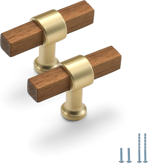 2 Pack Walnut Wooden Drawer Pulls Beech Wood Drawer Handles Wood Hardware