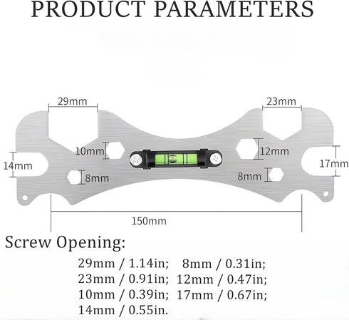 Jiawu Faucet Wrench, Multifunctional Spanner Wrench for Faucets Hose Connections, Tap Nut Wrench with Spirit Level, Pipe Socket Wrench, Faucet Plumbing Install Tool, 8-29 mm by Jiawu