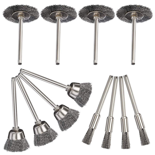60 Pieces Wire Cup Brush Set, Vankcp Power Rotary Tool Buffing Wheels Small Wire Brushes for Drill