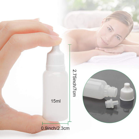AHIER 50PCS 15ML Plastic Eye Dropper Bottles - Squeezable with Childproof Cap