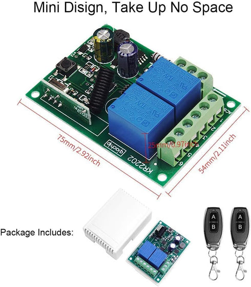 110V 120V 220V 2-Channel 433MHz 4 (KR2202) QIACHIP Wireless RF Remote Control Relay Switch Universal Receiver with pcs