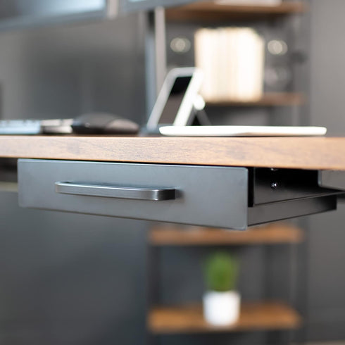VIVO 13 inch Under Desk Mounted Sliding Pull-out Drawer, Black Storage Organizer for Office Desk, Pull Handle