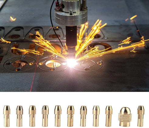 Drill Collet Set, 11pcs 4-jaw Copper Drill Chuck for Mini Electric Power Drill, 0.5-3.2mm