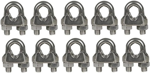 Excursions 1/8' U-Bolts Galvanized Wire Rope Clamps - 10 Pack