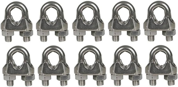 Excursions 1/8' U-Bolts Galvanized Wire Rope Clamps - 10 Pack