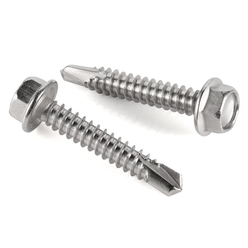 #14 x 1-1/2" Hex Washer Head Self Drilling Screws, 410 Stainless Steel, 50 PCS Self Tapping Sheet Metal