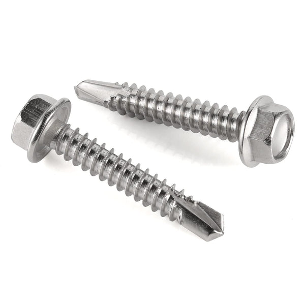 #14 x 1-1/2" Hex Washer Head Self Drilling Screws, 410 Stainless Steel, 50 PCS Self Tapping Sheet Metal