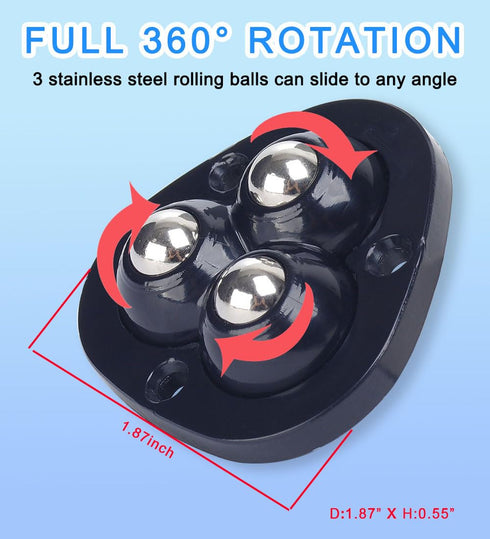 8Pcs Mini Caster Wheels for Small Kitchen Appliances, 360° Rotation Self Adhesive Caster Wheels, Stainless Steel Rollers