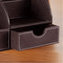 Desk Organizer, PU Leather Desktop Caddy with 6 Compartments and 1 Drawer for Office Home School Classroom