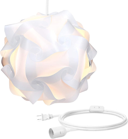 15.7" (40cm) 30-Piece 15ft kwmobile Hanging Puzzle Lamp Kit - Modern Ceiling Pendant Light with Shade to Assemble