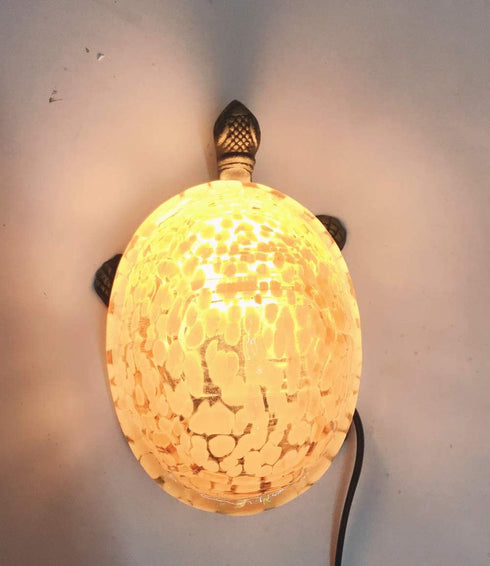 Brown Glass Turtle Night Light - Perfect for Study or Garden