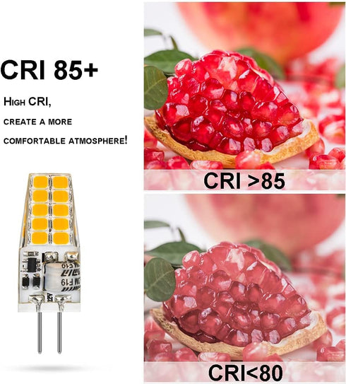 10 Pack G4 LED Bulb 3W, 12V, 20W G4 Halogen Equivalent, Warm White 3000K, JC G4 Bi-Pin Base, Not Dimmable