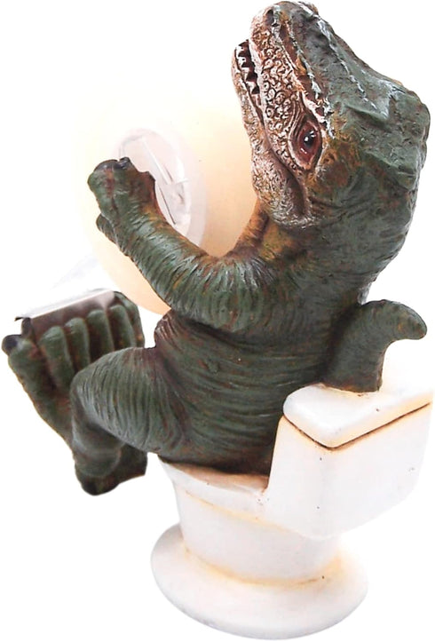 Dinosaur Tape Dispenser Sitting on a Toilet, Unique Funny Desk Accessory, 5.5 Inches for Office Supplies