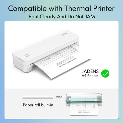 JADENS US Letter Size Quick-Dry Thermal Printer Paper, 8.5''x11'', 4 Rolls, Multipurpose Thermal Paper