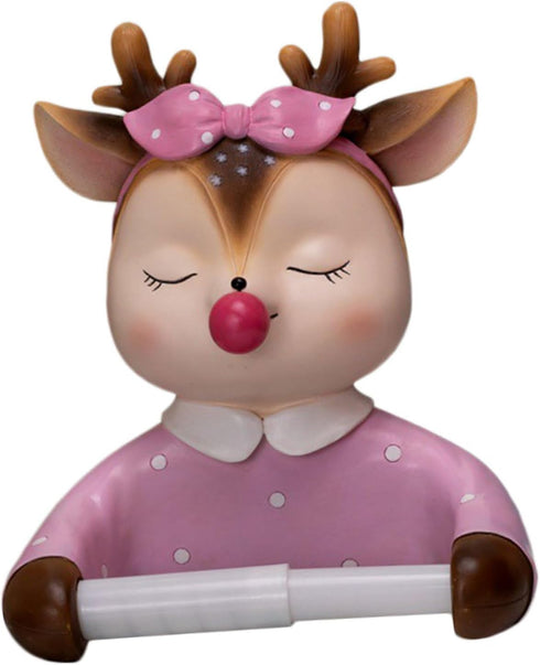 Ciieeo Wall-Mounted Toilet Paper Holder Cartoon Deer Tissue Rack Creative Bathroom Storage