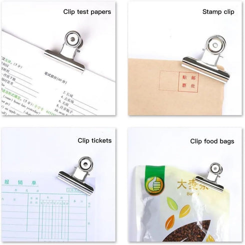 Large Metal Hinge Clips, 16 Pack 2 Inch Chip Clips for Food Bags, Silver Binder Paper Clip Clamp