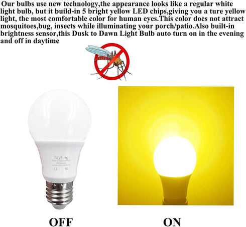 Bulbs 40 Bulb Bulb Bulb 5W 500lm E26 2 Pack Taysing Dusk to Dawn Light Auto On/Off Watt Equivalent Smart Light Sensor
