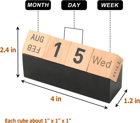 Cosmos Desk Calendar Perpetual Date Desk Calendar Blocks Month Date Weekday Display Calendar Wooden Cubes for Home