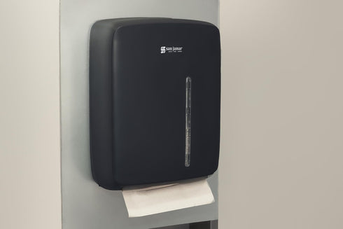Commercial San Jamar Timeless Folded/Multifold Paper Towel Dispenser for Bathroom and Kitchen, Black, Universal Paper