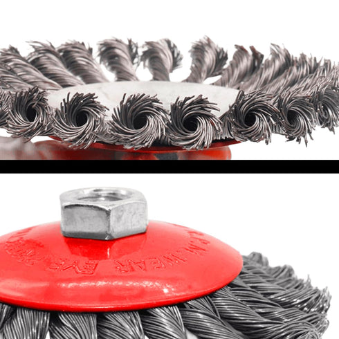 6 Pack Wire Wheel Brush Set for 4 1/2 Angle Grinder, 4 Inch Knotted Coarse Crimped Wheels & 3 Inch Cup Brush