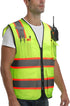 9 Pockets High visibility Class 2 Safety Vest Hi Vis Vest with 2 inch wide Reflective Strips security vest with Zipper construction work vest for men &women Lime Large