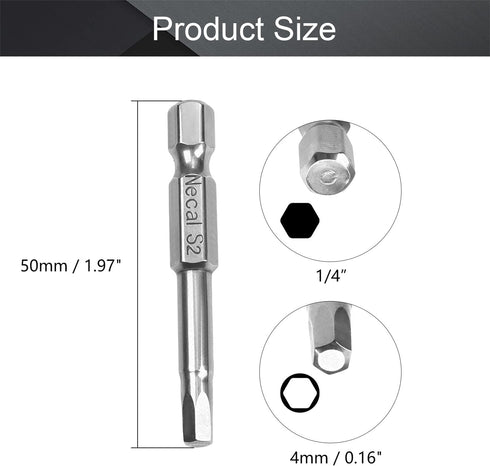 Utoolmart H4 Magnetic Hex Head Screwdriver Bits, 1/4 Inch Hex Shank 50mm Length S2 Power Tools 10pcs by Utoolmart